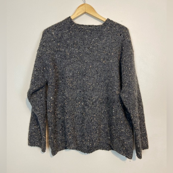 Vintage 90s J.Crew 100% Wool Tweed Crewneck Sweater Chunky Knit Grunge - Picture 2 of 8